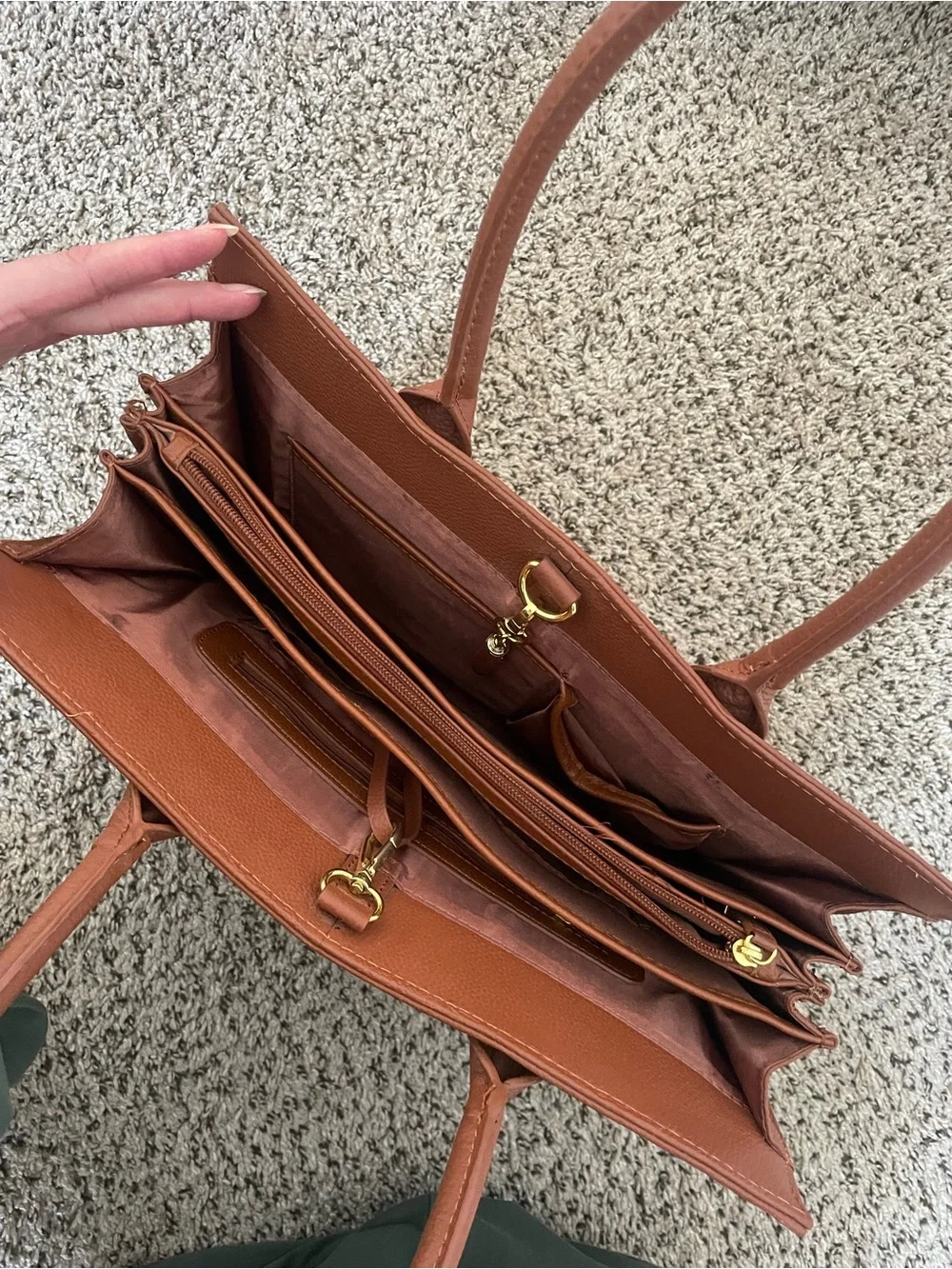 JOY & IMAN Essentials Brown Leather Tote w/ Original Watch and Flashlight